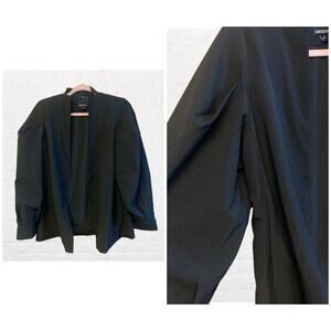 C/MEO Collective black blazer jacket with structured pleated sleeves